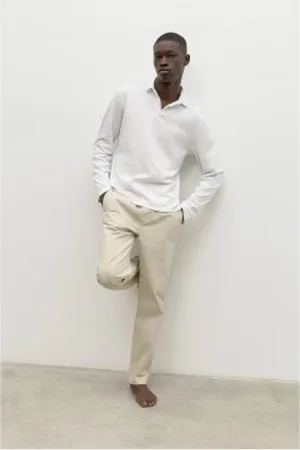 ECOALF Para homem. GAPOTHEAL0803MS23-000 Polo Theoalf Manga Longa branca (XXL), , Casual, Manga comprida, Algodão orgânico, Sustentáve
