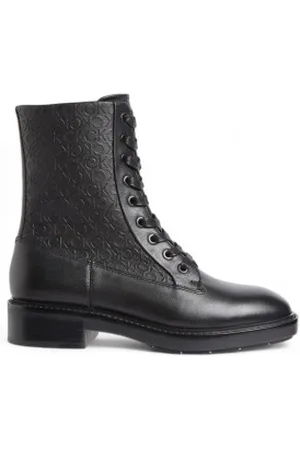 Calvin Klein Para mulher. HW0HW02194 Botins Chelsea em pele preta (41), Couro, , 1 a 3cm, Cordão, Casual