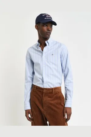 GANT Para homem. 3240174 Oxford Slim Fit Stretch Striped Stretch Oxford Shirt (L), Casual, Algodão, Manga comprida