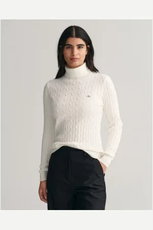 GANT Para mulher. 4800102 Pulôver de malha Eights com gola de cisne em algodão elástico (L), Casual