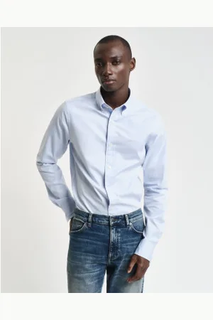 GANT Para homem. 3000302 Camisa Pinpoint Slim Fit Oxford (L), Casual, Algodão, Clássico, Manga comprida