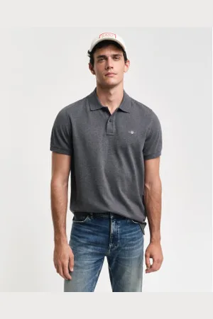 GANT Para homem. 2210 Pólo em piqué Regular Fit Shield cinzento (L), Casual, , Algodão, Manga curta