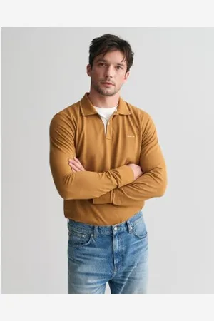 GANT Para homem. 2062047 Pólo de manga comprida com gola texturada (L), Casual, Algodão