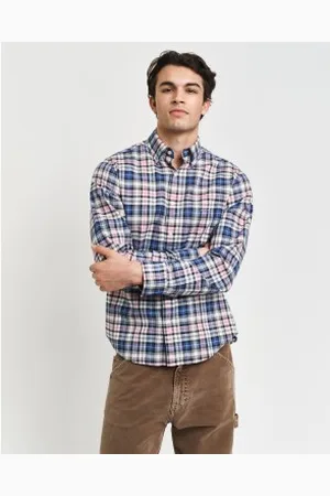 GANT Para homem. 3240170 Camisa Oxford Regular Fit Archive Xadrez Oxford cor-de- (L), Casual, Manga comprida, Algodão orgânico, Sustentá