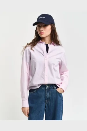 GANT Para mulher. 4300348 Camisa de popelina cor-de- de corte regular (40), Casual, Algodão, Manga comprida