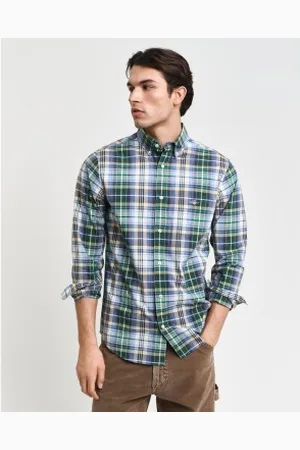 GANT Para homem. 3240165 Camisa xadrez xadrez de ajuste regular (4XL), Casual, Algodão, Manga comprida