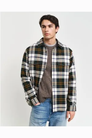 GANT Para homem. 3240173 Camisola axadrezada em espinha de peixe (L), Casual, Algodão, Manga comprida, Sustentável