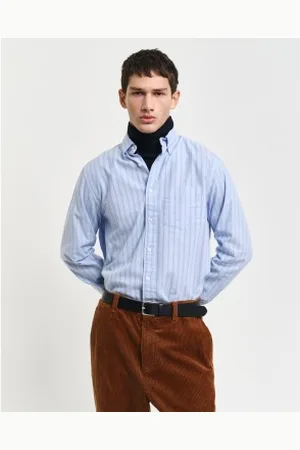GANT Para homem. 3240169 Camisa Oxford Regular Fit Archive riscas azuis (3XL), , Casual, Manga comprida, Algodão orgânico, Sustentável