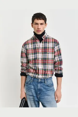 GANT Para homem. 3240165 Camisa xadrez de xadrez Poplin de ajuste regular (S), Casual, Algodão, Manga comprida