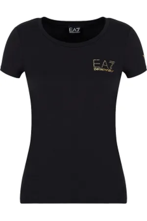 EA7 Para mulher. 8NTT65_TJDQZ T-shirt Train Evolution preta (XS), Preto, Casual, Algodão, Manga curta