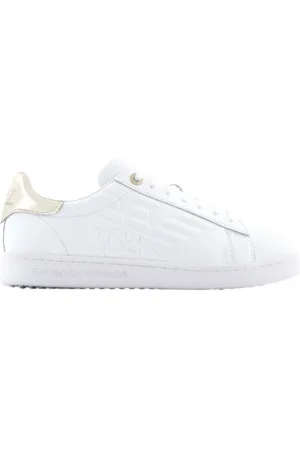 EA7 Unisex. X8X001_XCC51 Ténis de couro Classic Cc branco (36 2/3), Plano, Cordão, Casual
