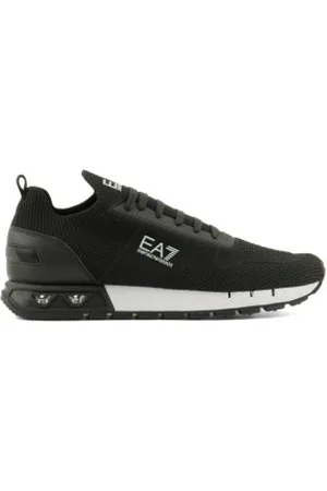EA7 Unisex. X8X171_XK373 Sapatilhas Preto e Branco Legacy Knit preto (46), Plano, Cordão, Casual