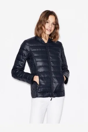 Armani Exchange Para mulher. 8NYB01YNM4Z1510 Casaco acolchoado com fecho de correr em azul-marinho (L), Casual, Poliamida, Manga comprida