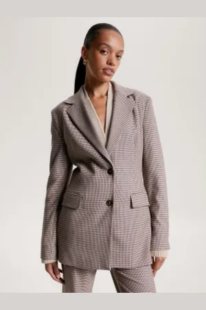 Tommy Hilfiger Para mulher. WW0WW39726 Blazer xadrez (40), Casual, Manga comprida, Polister Reciclado, Sustentável