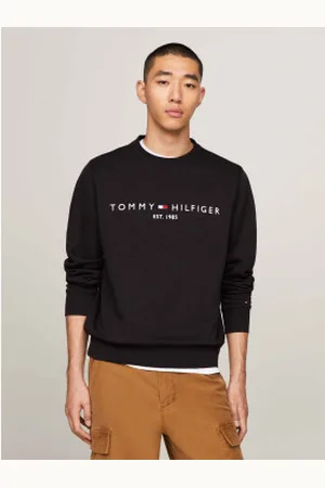 Tommy Hilfiger Para homem. MW0MW11596 Camisola de gola redonda com logótipo bordado (M), Casual, Algodão orgânico, Sustentável