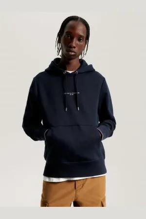 Tommy Hilfiger Para homem. MW0MW32673 Camisola com logótipo com bico azul-marinho (L), Casual, Manga comprida, Algodão orgânico