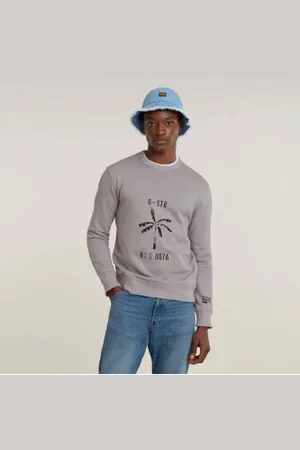 G-Star Para homem. D24703-D557-G276 Sweatshirt Musa Stencil cinzenta (XS), Casual, , Algodão orgânico, Sustentável