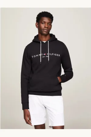 Tommy Hilfiger Para homem. MW0MW10752 Sweatshirt Core Logo preta (S), , Casual, Algodão, Poliéster, Manga comprida