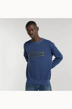 G-Star Para homem. D25101-D688-B851 Sweatshirt Destroyed G Logo navy (M), Casual, Algodão orgânico, Sustentável
