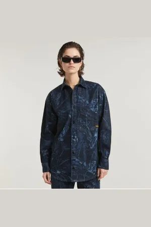 G-Star Para mulher. D24344-D317-G923 Camisola descontraída em azul-marinho (XXS), Casual, Denim, Manga comprida, Algodão orgânico, Sustentáv