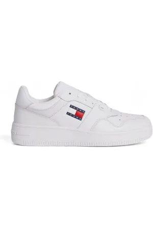Tommy Hilfiger Para homem. EM0EM01395 Essential Retro Basket Leather Sneakers branco (42), Couro, 3 a 5cm, Cordão, Casual