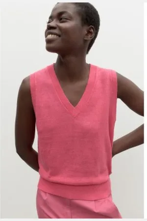 ECOALF Para mulher. GAKNPALMA0636WS23-381 Colete de malha Palmaalf Knit fúcsia (S), Casual, Rosa, Linho, Sem mangas / correias, Sustentável