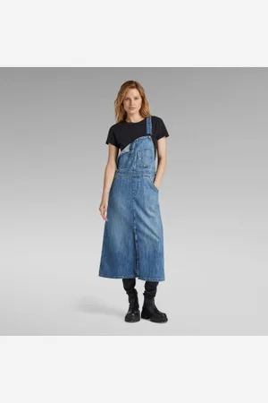G-Star Para mulher. D24351-D536-G326 Jardineiras midi azuis (XS), , Casual, Algodão, Denim