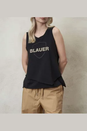 Blauer Para mulher. 24SBLDH03322 Camisola regata dupla preta (M), , Casual, Algodão, Sem mangas / correias