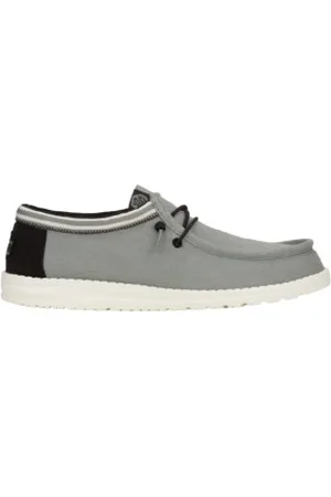 Hey dude Para homem. HD40715 Sapatilhas Wally Letterman cinzentas (43), Tecido, Plano, Cordão, Casual