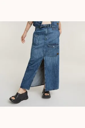 G-Star Para mulher. D24886-D536-G326 Saia Cargo com cinto (29), Casual, Algodão, Denim