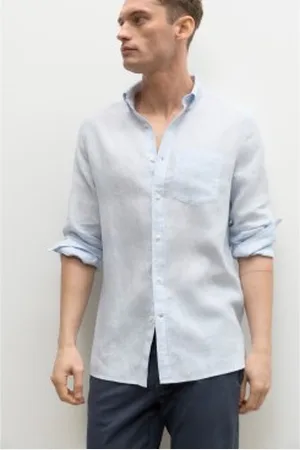 ECOALF Para homem. GASRADASN0725MS23-836 Camisa azul claro Adanalf (S), Casual, Linho, Manga comprida, Sustentável