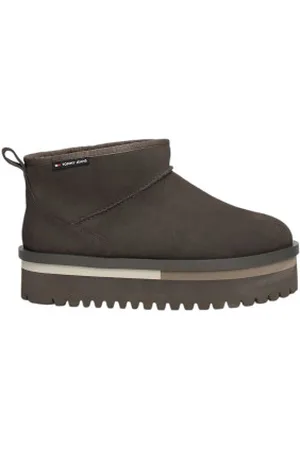 Tommy Hilfiger Para mulher. EN0EN02599 Botins com plataforma e forro cinzento quente (36), Couro, 3 a 5cm, Nenhum, Casual