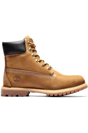 Timberland Para mulher. TB1103602141 Botas de couro impermeáveis Premium 6 castanhas (36), Marrom, Plano, 1 a 3cm, Cordão, Casual