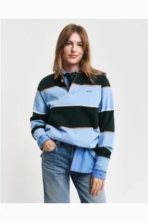 GANT Unisex. 2015083 Polo às riscas Azul pesado, (4XL), Casual, Algodão, Manga comprida