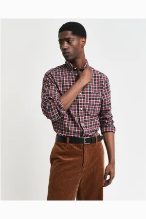 GANT Para homem. 3240194 Camisa de sarja leve em xadrez de ajuste regular (L), Casual, Algodão, Manga comprida