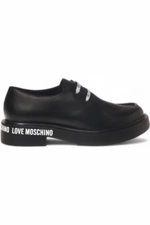 Moschino Para mulher. JA10414G0LIA0000 City40 Mocassins de couro preto (39), 1 a 3cm, Cordão, Casual