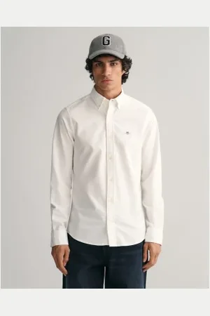 GANT Para homem. 3000202 Camisa Oxford Slim Fit branca (M), , Casual, Algodão, Clássico, Manga comprida
