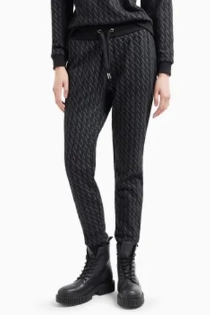 Armani Exchange Para mulher. 8NYPLGYJE5Z1200 Calças de fato de treino pretas (S), , Casual, Esportivo, Algodão, Multisport