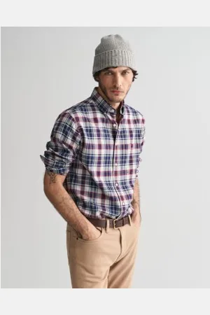 GANT Para homem. 3240218 Camisa de flanela de ajuste regular Xadrez Jaspé (M), Casual, Algodão, Manga comprida