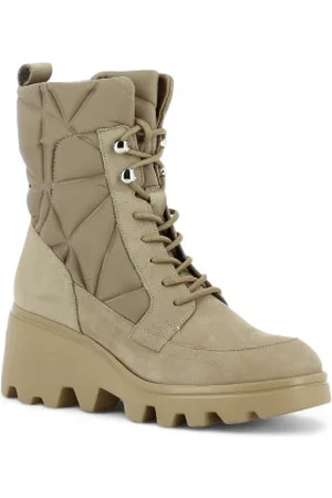 Wonders Para mulher. G-7004 Botins em pele cinzenta prateada (36), Couro, Plano, Cordão, Zíper, Casual