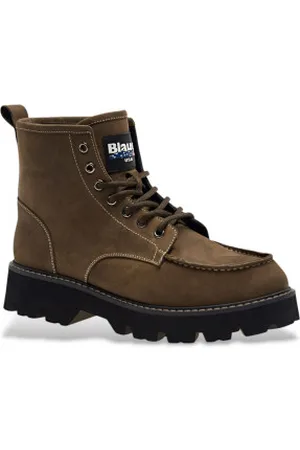 Blauer Para homem. F4RUSK03 Botins em pele verde Rusk (43), Couro, Plano, Cordão, Casual