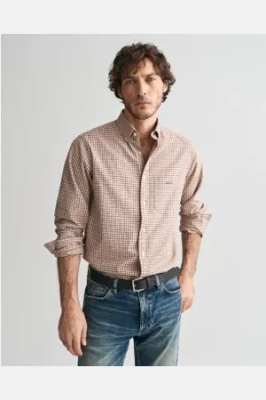 GANT Para homem. 3240219 Tattersall Camisa xadrez Jaspé de corte regular (L), Casual, Algodão, Manga comprida