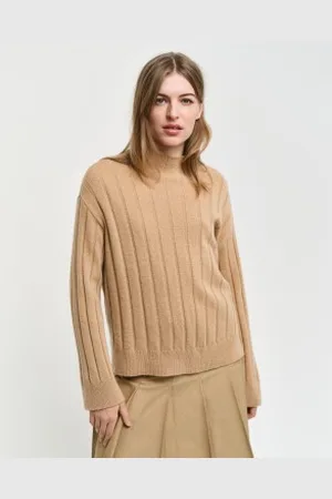 GANT Para mulher. 4805284 Pulôver de lã com gola direita e decote largo com nervuras em (M), Casual