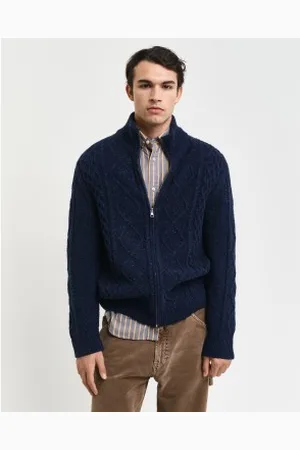 GANT Para homem. 8040201 Casaco de malha com fecho de correr em azul-marinho (XS), Casual, Sustentável, L Reciclada