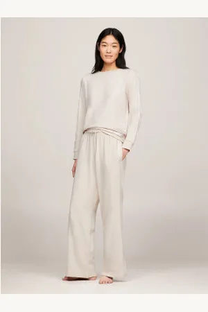 Tommy Hilfiger Para mulher. UW0UW04771 Calças de pijama com cordão e letras em (XS), Homewear, Modal