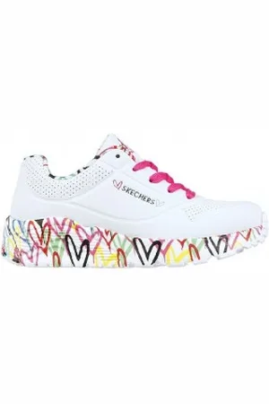 Skechers Para mulher/menina. 314976L Sapatilhas Uno Lite Lovey Luv (36), 3 a 5cm, Cordão, Casual, moda infantil