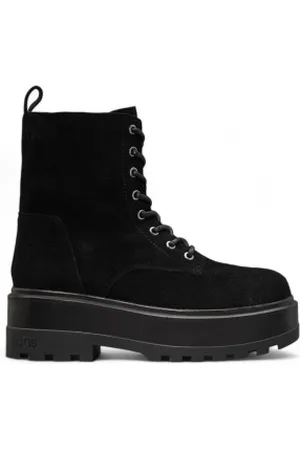 Calvin Klein Para mulher. YW0YW01554 Botins em pele estilo militar (36), Couro, 1 a 3cm, Cordão, Casual