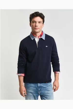 GANT Para homem. 2004082 Camisola pólo em cambraia Heavy Navy (5XL), Casual, Algodão, Manga comprida