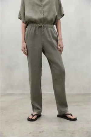 ECOALF Para mulher. MCWGAPAINDO00710S24-230 Calças Indo castanho-esverdeadas (L), Casual, Linho