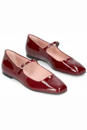 Pretty Ballerinas Para mulher. 51599 Sabrinas Camille cor de (37), Couro, Plano, 1 a 3cm, Nenhum, Casual, Borgonha